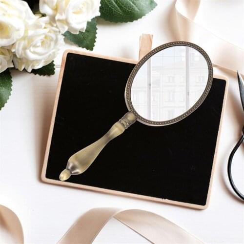 Vintage Style Handheld Makeup Mirror Compact Size Cosmetics Mirror Gift