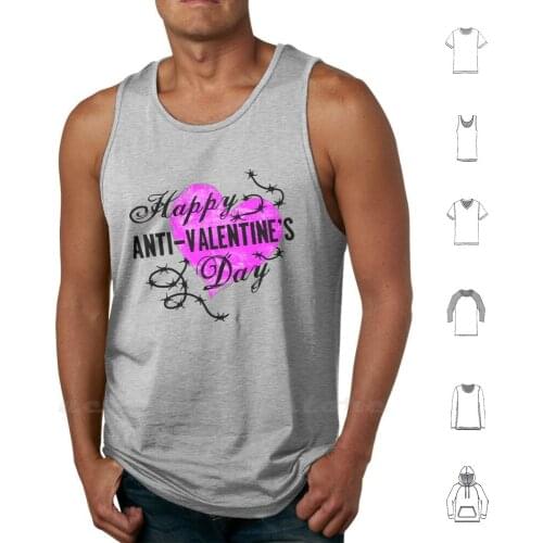 Happy Anti-Valentines Day Heart With Barbed Wire Tank Tops Vest 100% Cotton Happy Anti Valentines Day Anti Love Anti