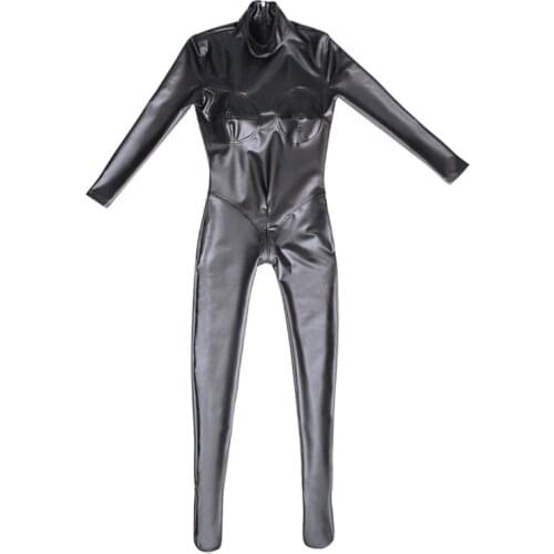 Sexy Cosplay 3D Full Bodysuit Bandage Latex Elasitc Sexy Tight Oil Gloosy Bodycon PVC Shiny Jumpsuit Club Wear For Women F1