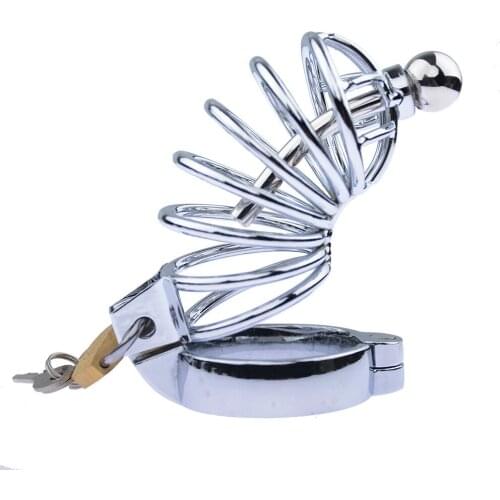 SM Adult Products Sex Toys Metal Mens Chastity Device Lock With Urethral Plug Catheter Cock Ring Chastity Belt Adult Games