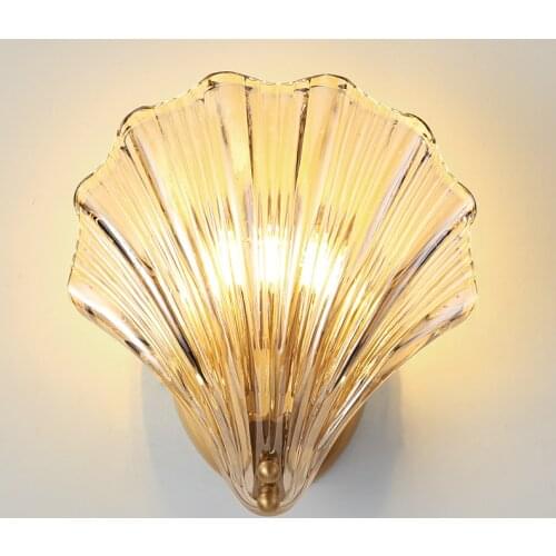 Modern Shell Wall Lamp Hotel Cafe Bedroom Lving Room Mirror Light Nordic Decoration Mounted Sconce Bedside Fixture E14 Wall Lamp