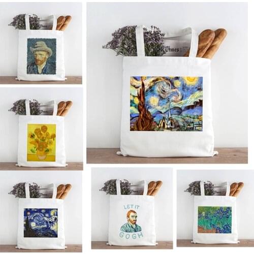 Van Gogh Shopping Bag Graphic Tote Harajuku Shopper Bag Women Canvas Shoulder Bag Female 2021Funny Large-capacity Classic