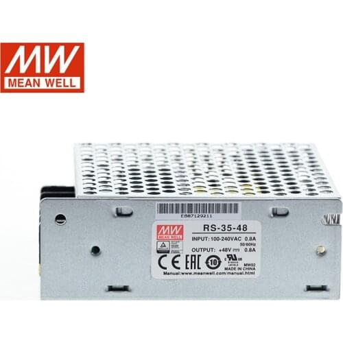 MEAN WELL RS-35-48 36W 48V Switching Power Supply 110V/220V AC to 48V DC 0.8A Power Unit 5G Viberation Compact Size