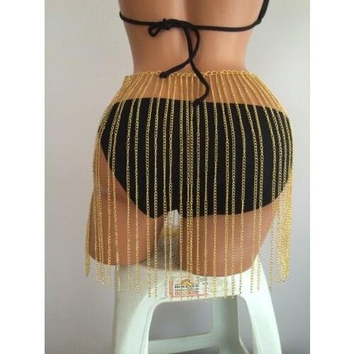 YC-062 chain miniskirt, chain skirt, body chain , body jewelry, fashion jewelry, gold color chain skirt, sexy , belly dance