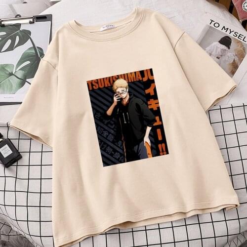 Women Haikyuu T Shirt Kei Tsukishima Summer Oversized T Shirts High School Harajuku Tshirts Short Sleeve Tee Tops Camisetas