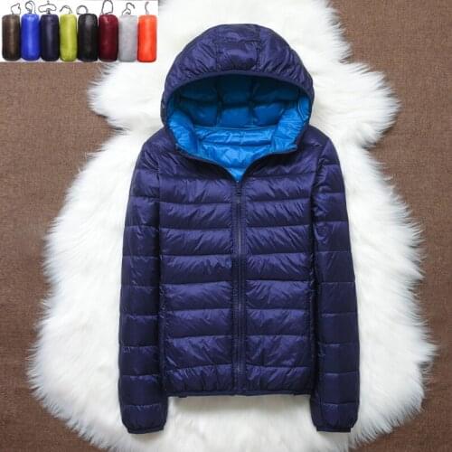 Women Winter Jacket Double sided Ultra Light Duck Down Coat Slim Female Puffer Jacket Portable Windproof Parkas Chaqueta Mujer