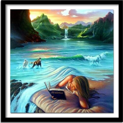 100% Full 5D Diy Daimond Painting Diamond Painting Full Round Rhinestones Diamant Painting Embroidery "Landscape Lake Scenery"