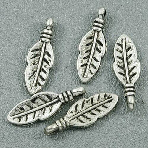 100pcs Tibetan silver feather charms h0608