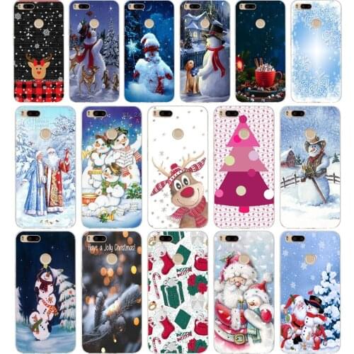 112AA Christmas Snowman gift Soft Silicone Tpu Cover phone Case for Xiaomi Redmi Mi A1 A2 8 lite