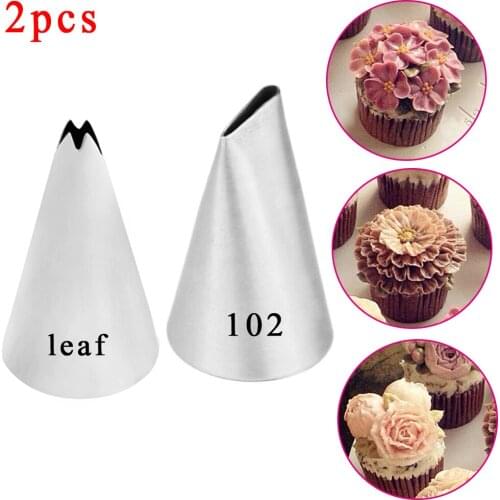 2PCS Stainless Steel Rose Flower Petal DIY Icing Piping Tips Cupcake Cake Cream Piping Nozzle Cake Decorating Tools