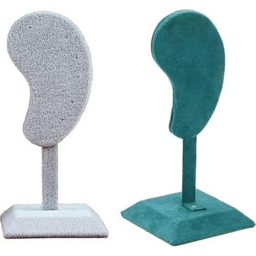 2PCS Fashion Earring Display Stand Multi-Color Microfiber Earring Holder Ear Clip Stud Jewelry Display, Gray & Green