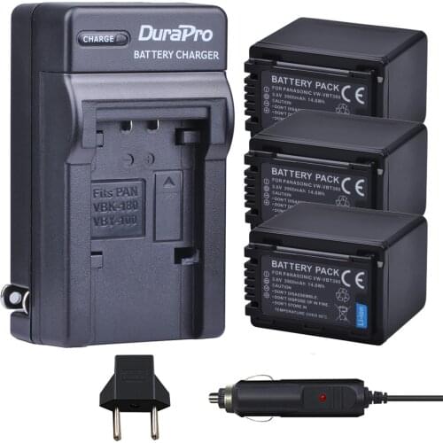 3pc VW-VBT380 VW VBT380 Li-ion Battery + Car Charger for Panasonic HC-V180GK HC-V380GK HC-W580GK HC-W580MGK HC-V110 HC V130 160