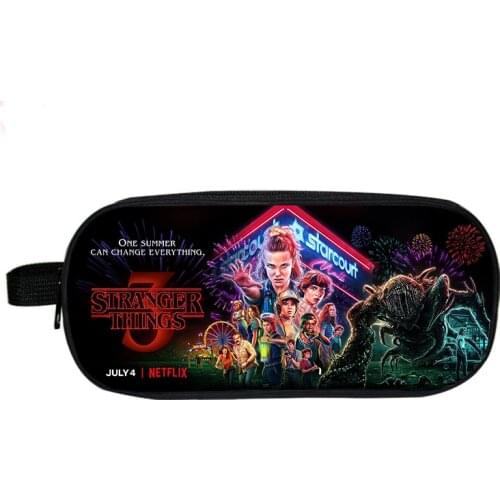 Stranger Things 3 Double Layer Pencil Case Kids Pencil Bag Kids Gifts Pencil Holder Student Boy Girl Cute Stationery Bag