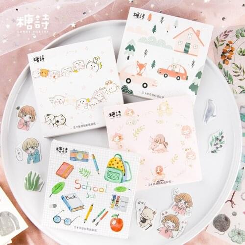 30 pcs/pack Cute Institute Series Animals Decorative Stationery Stickers Scrapbooking DIY Diary Album Stick