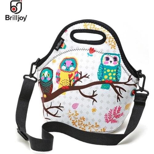 Brilljoy 2019 New Portable neoprene lunch Bag Thermal Food Picnic Lunch Bags for kids Women lunchbox storage bag With ice pack