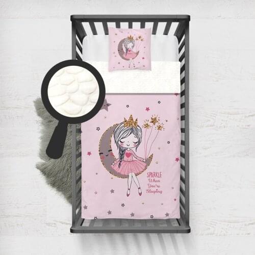 Kids Minky Blanket Super Soft and Warm Baby Blankets Children for Couch and Bed Pink Dressed Girl Moon Model 298