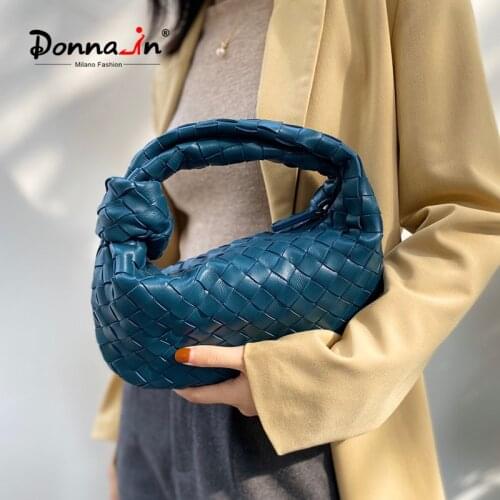 Donna-in 2021 Luxury Brands Women Classic Caviar Bags Handmade Genuine Leather Woven Fashion Handbags Zipper Purse Llutchbag