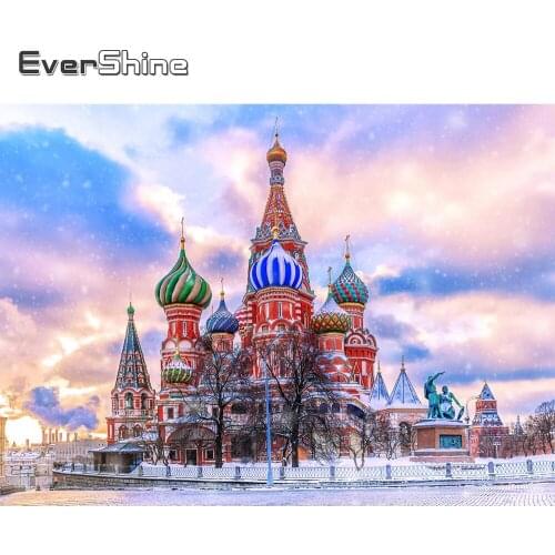 Evershine 5D DIY Diamond Embroidery House Diamond Painting Castle Landscape Full Square Round Rhinestones Mosaic Handicraft