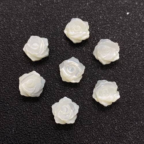 Natural Shell Beads Roses Carved White Loose Beads Non-porous DIY Jewelry Making Necklace Earrings Bracelet Accessories 6mm 8mm