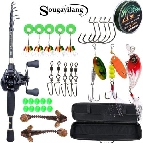 Sougayilang 1.8-2.4m Telescopic Casting Fishing Set Portable Ultralight Rod and 12+1BB 7.2:1 High Speed Gear Ratio Fishing Reel