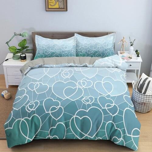 3D Bedding Sets Heart Pattern Duvet Cover Set Comforter Single/Twin/Queen/King Size For Kids Bedclothes Bedroom