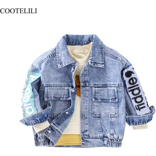 COOTELILI Denim Jeans Jacket For Boys Windbreaker Toddler Kids Girls Bomber Coat Baby Boy Jacket Children Clothing 80-130cm