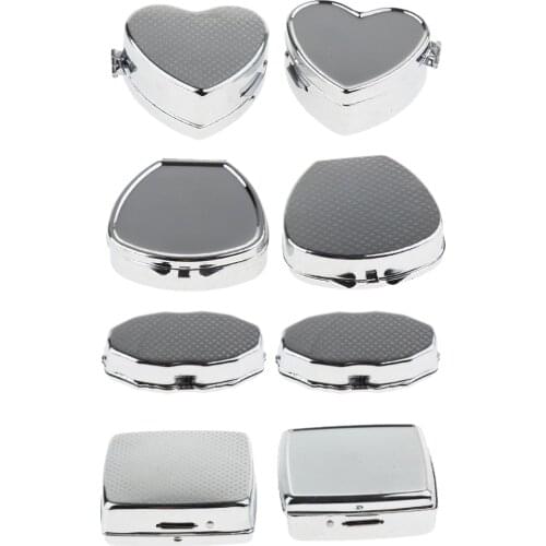 2pcs Metal Pill Box Holder Rectangle Medicine Vitamin Organizer Pill case for Purse Pocket (2 Compartments)