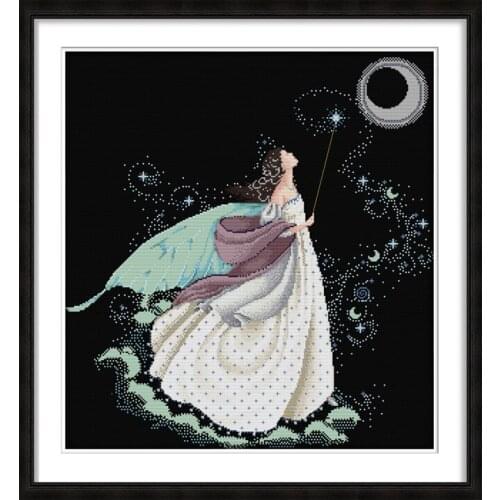 Full Moon (full stitch) Embroidery Kit Printed Pattern Cross Stitch Set 14CT 11CT White Canvas Needlework Handicrafts Home Decor