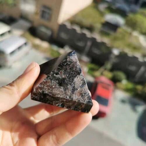 45mm Natural garnet with astrophyllite crystal stone Mineral healing pyramid wholesale
