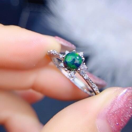Simple 925 Silver Opal Ring 5mm*5mm Natural Opal Silver Ring Sterling Silver Opal Jewelry Gift for Women