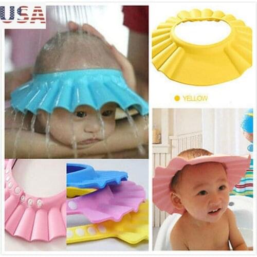 Adjustable Baby Kids Shampoo Bath Bathing Shower Cap Hat Wash Hair Shield Cute Hot Solid Color Baby Accessories Shampoo Cap