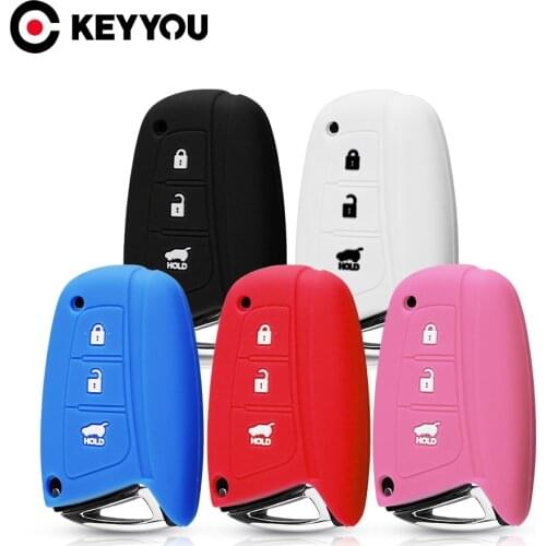 KEYYOU Silicone Remote Key Cover Case Fob Protector For Hyundai Solaris ix35 ix45 Accent Elantra Santa Fe 3 BT Case Key Cover