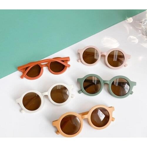 Zilead Boy Girl Cute Cartoon Bear Shape Fashion Round Sunglasses Children Vintage Sunglasses UV Protection Classic Kids Eyewear