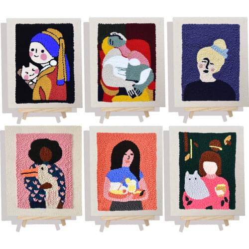 Portrait Punch Needle Starter Kit Soft Yarn Punch Needle Beginner Embroidery DIY Kit Easy Arts Crafts Home Decor Magic Stitch