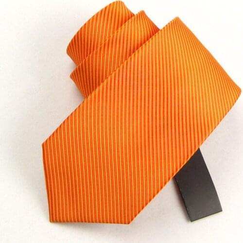 High Quality Orange Striped Solid Necktie 9cm Wide Ties for Men Profession Interview Traditional Tie Deluxe gift box packing
