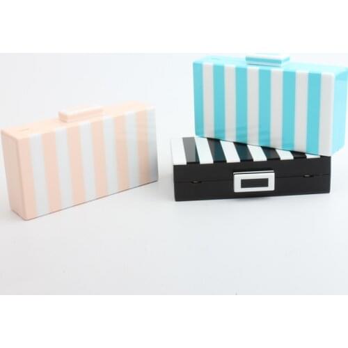 Female Luxury Acrylic Evening Bag Lady Classic Black And White Color Striped Clutch Bags Wallet Chain Shoulder Crossbody Bags