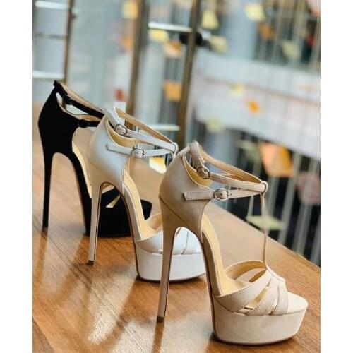 Moraima Snc Open Toe Platform Woman Sandal Summer Ankle Strap Cutouts Gladiator Shoe Super High Thin Heels Dress Shoe Nude White