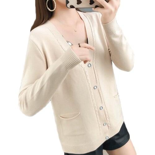 Womens Cardigans Knitted Sweater Coat Spring Autumn Long Sleeve Crochet Female Cardigan With Buttons Short Sweater Lady Top 447
