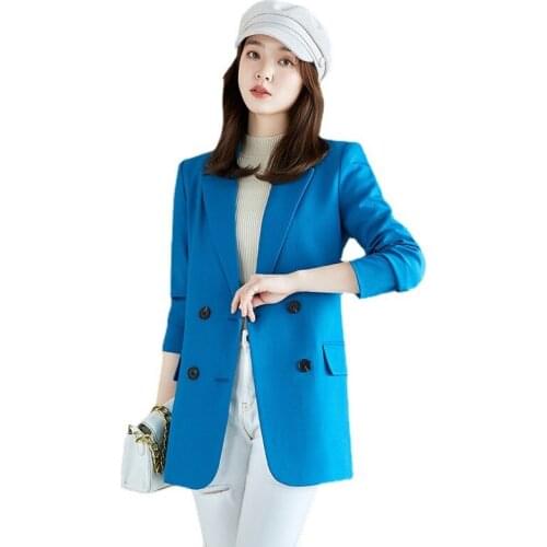 2021 Autumn and Winter New Large Size Womens Office Suit Long Sleeve Professional Blazer Loose Double Breasted High-end Quality
