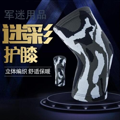 1 piece of mens knee pads camouflage nylon braided leggings protection compression belt breathable outdoor sports knee pads