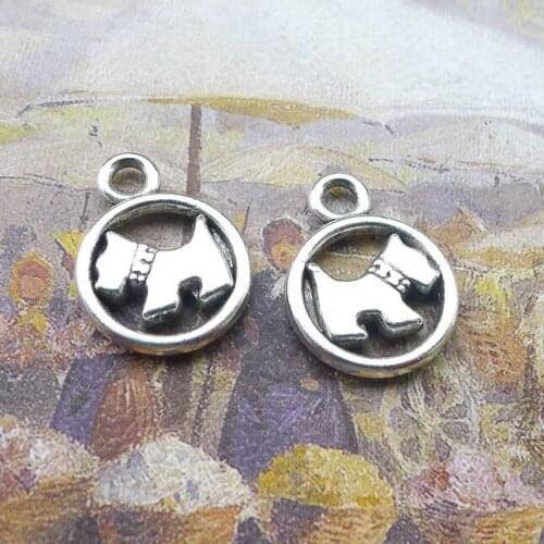 10pcs/Lot 21x16mm Antique Silver Color Dog Hollow Charms Pendant For Jewelry Making DIY Jewelry Findings