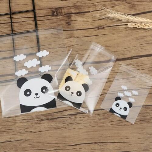 100pcs Cute Panda Plastic Bag Wedding Birthday Cookie Candy Gift Packaging Bags OPP Self Adhesive Party Favors