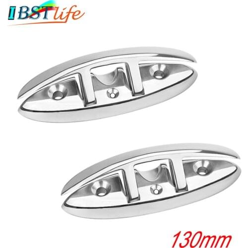 2PCS 5 Inch Stainless Steel 316 Boat Flip Up Folding Pull Up Cleat Dock Deck marine hardware Line Rope mooring Cleat accessorie