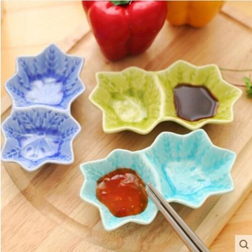 Sushi Plate Ceramic Tray Sauce Dish Restaurant Kabob Small Colorful Flower Snack Plates Tableware Hot Pot Seasoning Cutlery 3pcs