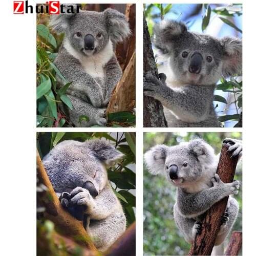 5D DIY Diamond Painting Cute Koala Cross Stitch Square Diamond Animal Icon Diamond Embroidery Rhinestone Mosaic Home Decor ZWQ