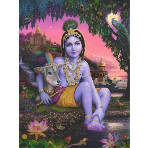 5D Diamond Painting sri krishna chandra vishnudas art Diamond Embroidery Hindu Girl Wall Mosaic Art Pictures Home Decor YG2487