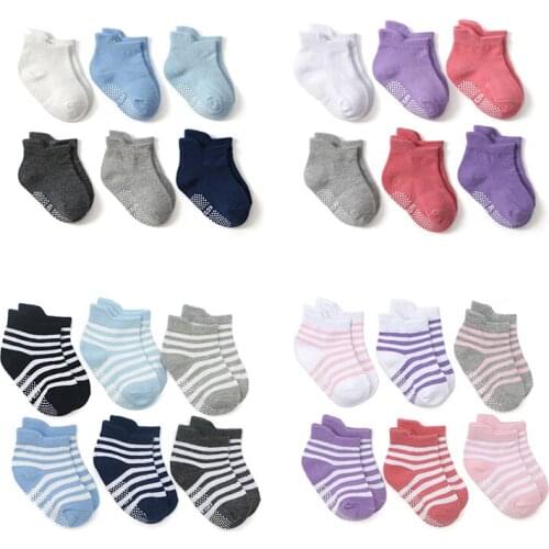 6 Pairs/Set Baby Spring Summer Cotton Socks Anti-slip Breathable Children Combed Cotton Boat Socks