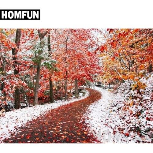 HOMFUN Full Square/Round Drill 5D DIY Diamond Painting "winter forest" 3D Embroidery Cross Stitch 5D Rhinestone Decor A00292