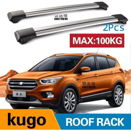 2Pcs Roof bars For FORD Kuga (TF) SUV [2013-2019] Aluminum Alloy Side Bars Cross Rails Roof Rack Luggage CUV SUV LED