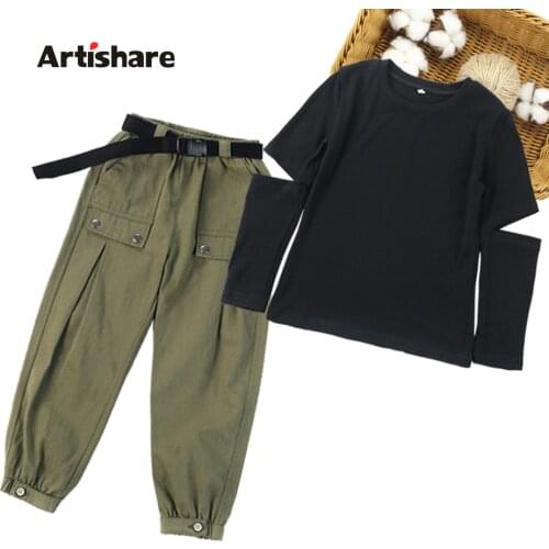 Kids Sport Clothes Solid Color Clothes For Girls Tshirt + Pants Outfit For Girls Spring Autumn Tracksuit Kids